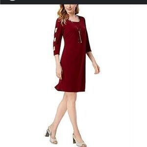 JM collections maroon quarter length sleeve dress